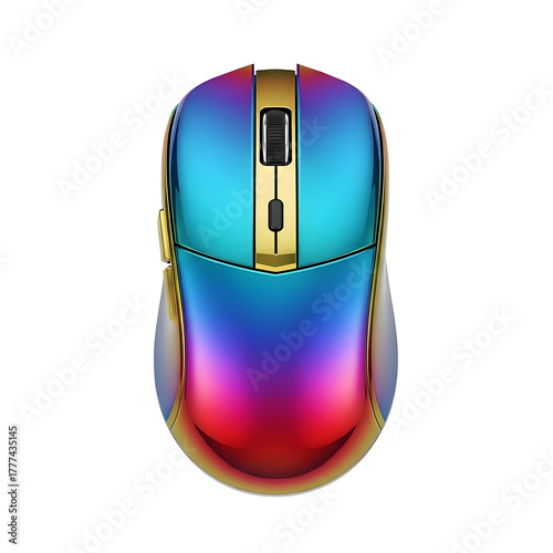Colorful computer mouse with rgb lighting isolated on transparent background