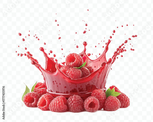 realistic cranberry  fruits with red liquid juice splash in different style isolated on transparent background