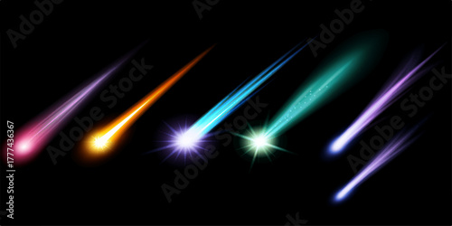 Futuristic glowing neon art in the dark with blue laser ray light and a