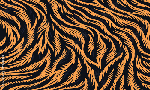 Vectand tiger skin pattern with wild fur stripes, ideal fand decandative wallpapers, fabric prints, and creative tile designs.
