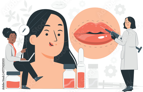 Cosmetic Surgery Lip Augmentation Procedure vector