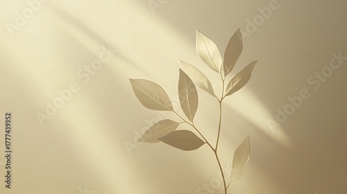 Sunlit beige leaves with warm background for peaceful minimalist artistic visual design calm natural aesthetic elegant concept
