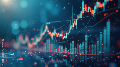 Stock Market Chart Showing Business Growth and Profit.