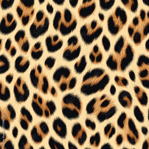Seamless Animal Wildlife Skin Pattern. Leopard Fur Camouflage Background. Leopard Skin Texture Pattern Vector, modern look for fashion and textile.