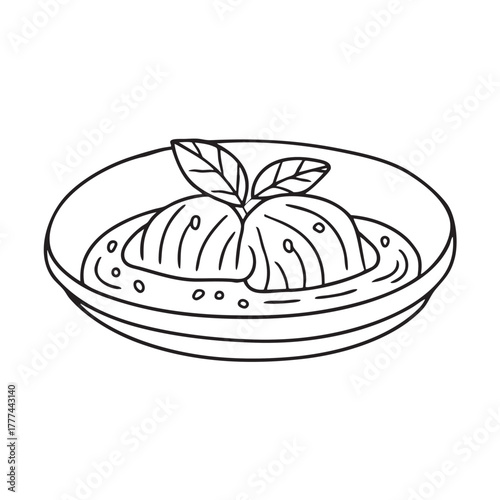 Deep plate showcasing fish coated with a flavorful herb paste