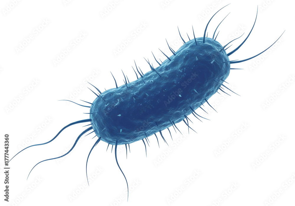 Fototapeta premium Isolated Pathogen Organism with Flagella, Microbiology Vector Illustration against Backdrop