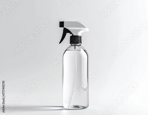 Transparent Spray Bottle on White