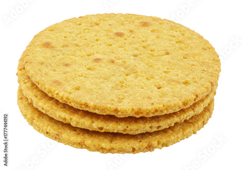 Tableau sur toile Isolated stack of savory crispbread, healthy snack with whole grains and seeds f