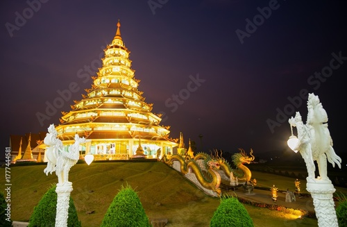 Golden Phop Chok Dhamma Chedi in Wat Huai Pla Kang Temple in Chiang Rai, Thailand