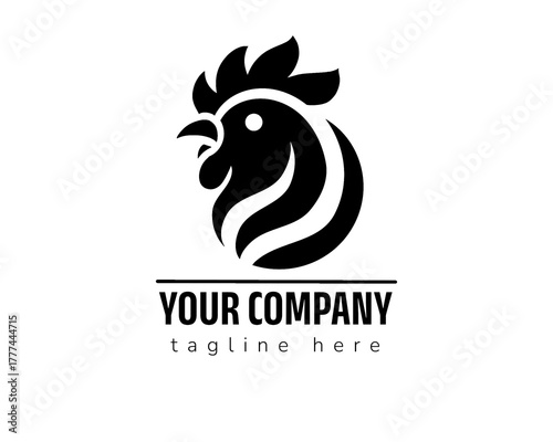 chicken head logo icon, icon isolated on white background type 4
