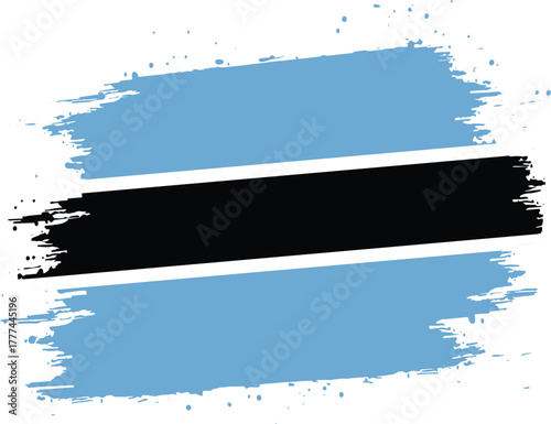 Botswana Brush Stroke National Flag on Isolated Transparent Background –l Artistic African Paint Design , vector flat design and digital illustration 
