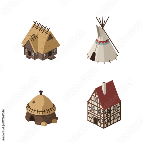 Diverse Historical Dwellings and Traditional Houses Collection.