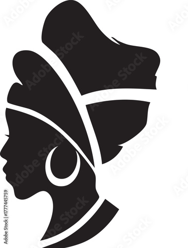 Vector of an African American Woman's Head Scarf Wrap