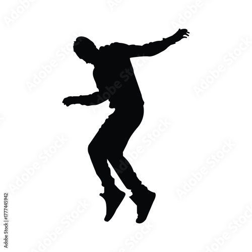 silhouette of a young man jumping