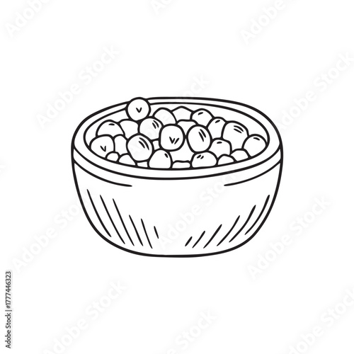 Small clay bowl serving roasted chickpeas