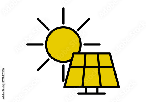 Icono de panel solar con sol 