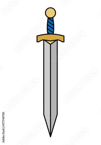 Espada medieval y noble en fondo blanco