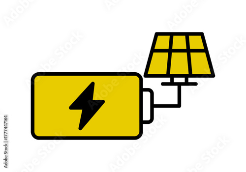 Icono de batería conectado a panel solar