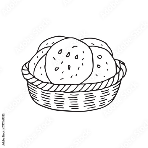 Woven basket carrying fresh warm flatbreads