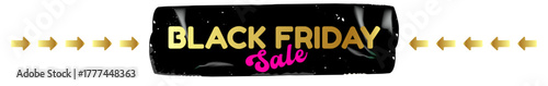 Black Friday SALE gold and black wide text banner. black friday Price sale sticker, sale sticker, price tag, retro label, sale or discount sticker, promotional badge set, shopping label png