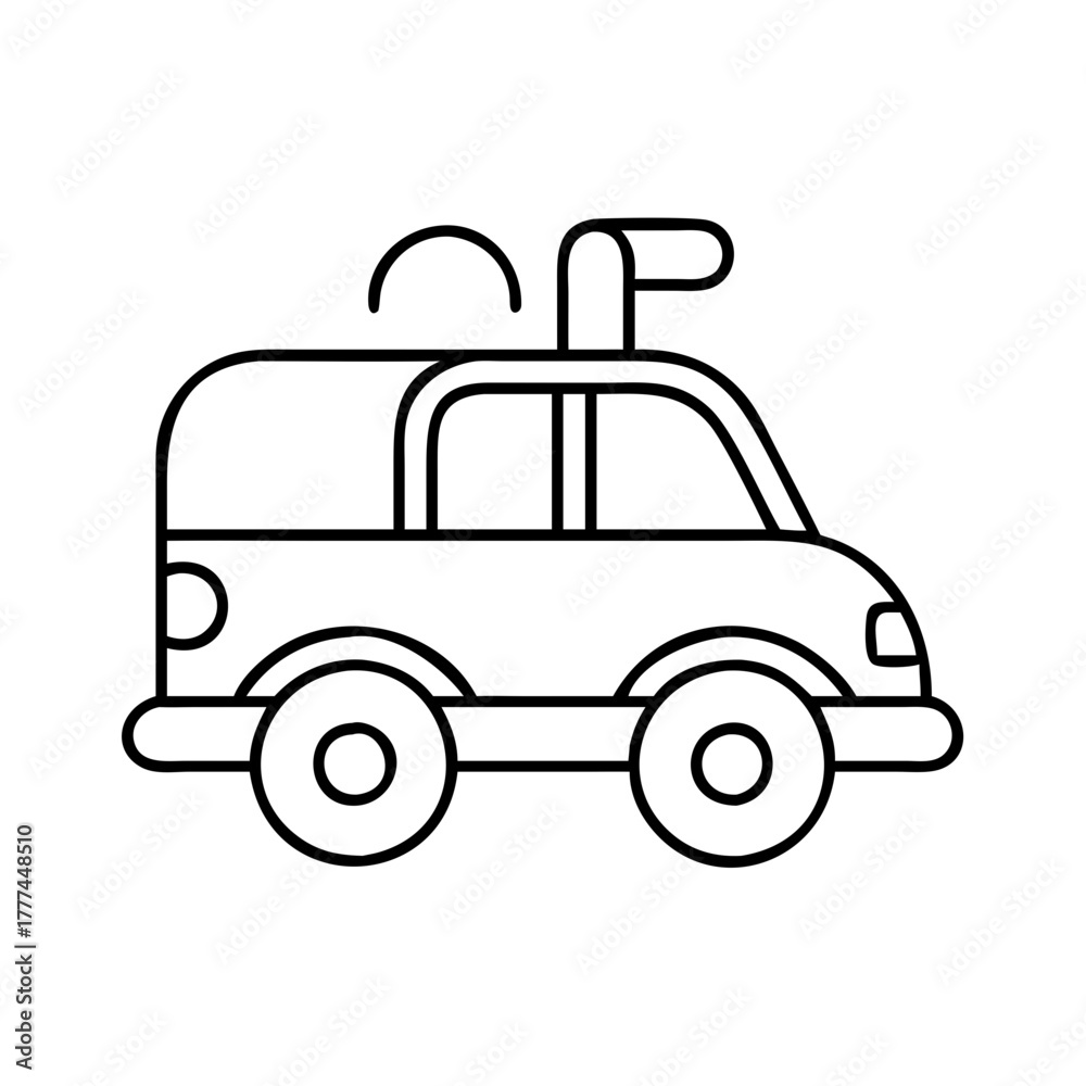 Obraz premium Simple line art icon of a car, isolated on a, perfect for transportation or automotive themes