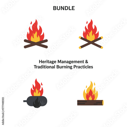Heritage Management and Traditional Burning Practices Bundle Illustration.