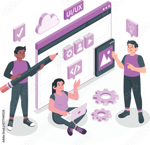 UIUX design team collaborating on a web project Keywords: UIUX design, web design, user