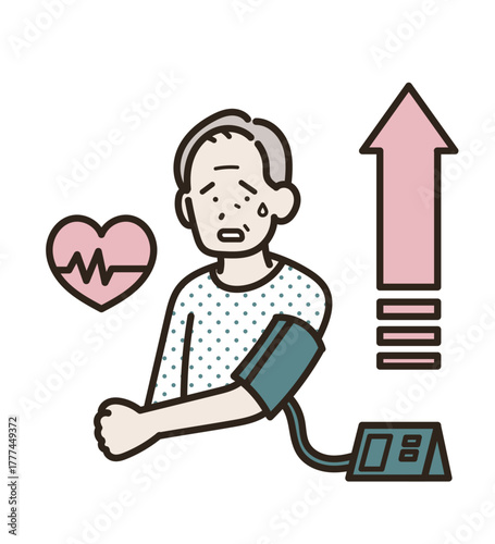 高血圧のシニア世代の男性のイラスト