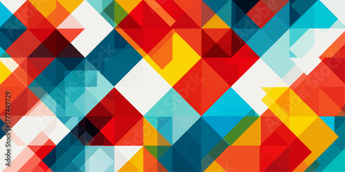 Vibrant geometric pattern of colorful intersecting triangles and diamonds abstract background