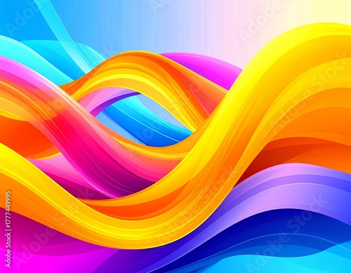 Colorful abstract background with smooth flowing gradient waves and vivid hues, ideal for modern design and digital art concepts.