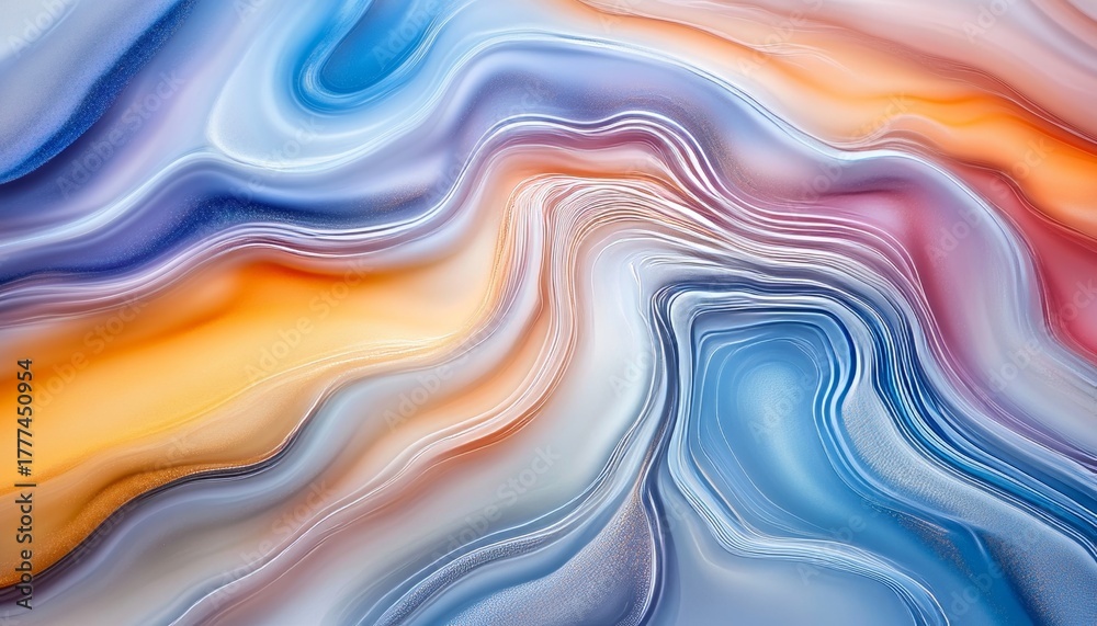 Fototapeta premium Serene Harmonious Pastel Abstract Background with Fluid Waves and Blended Textures for Presentations