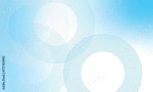 Abstract blue background with transparent overlapping circular lines and soft gradient tones. Clean and modern minimal design ideal for presentations, technology, or corporate themes.