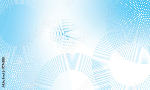 Abstract blue background featuring circular line patterns and halftone dots with smooth gradient blending. Clean, minimal, and modern design ideal for business, technology, and creative templates.
