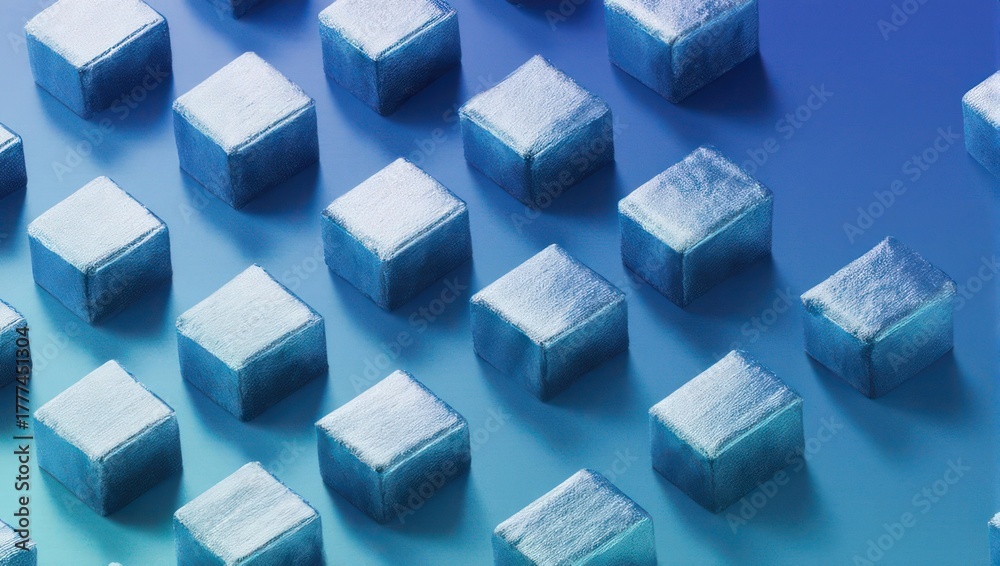 Obraz premium Abstract 3D Cubes Pattern with Blue and Green Gradient Background.