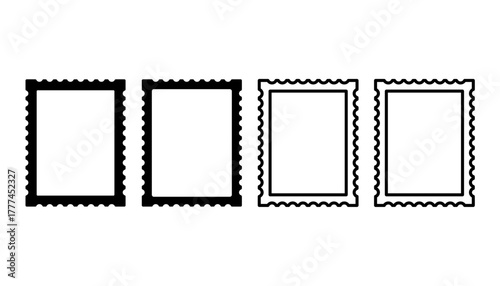 白色と黒色で構成された様々な配色の切手のアイコンセット