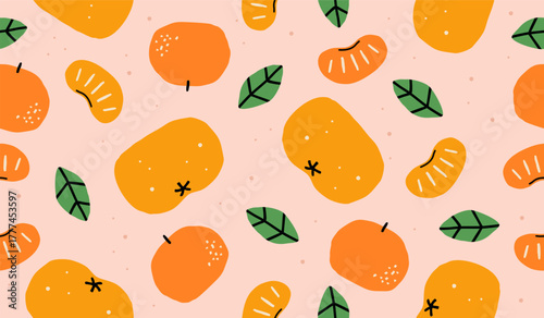 Cute orange fruits pattern background vector design