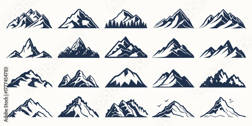 vector illustration of a set of mountains