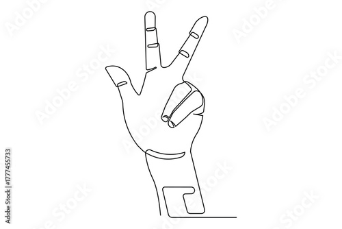 Modern human hand gestures continuous one line minimalist outline artwork