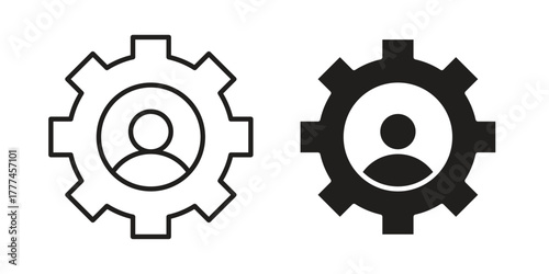 Account settings icon flat and thin stroke vector pack. Editable icons set