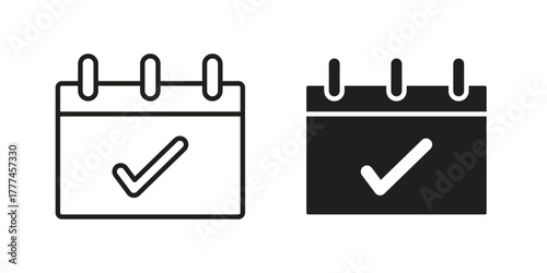 Appointment icon flat and thin stroke vector pack. Editable icons set