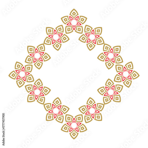 Floral diamond frame design on a white background. Vector illustration.