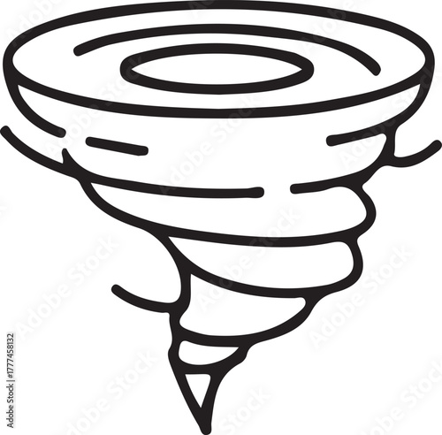 Tornado whirlwind severe weather natural disaster icon outline vector illustration powerful storm cyclone atmospheric vortex symbol