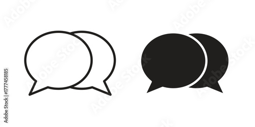 Chat bubble icon flat and thin stroke vector pack. Editable icons set