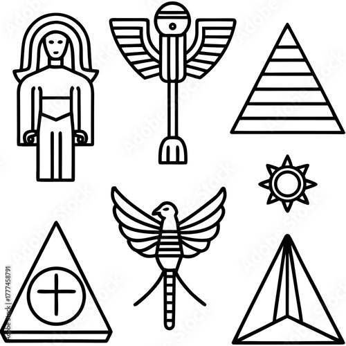 Ancient Egypt Symbols Vector Collection