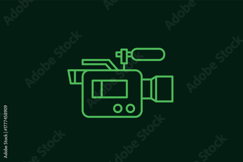 journalist's camera illustration in flat style design. Vector illustration.	