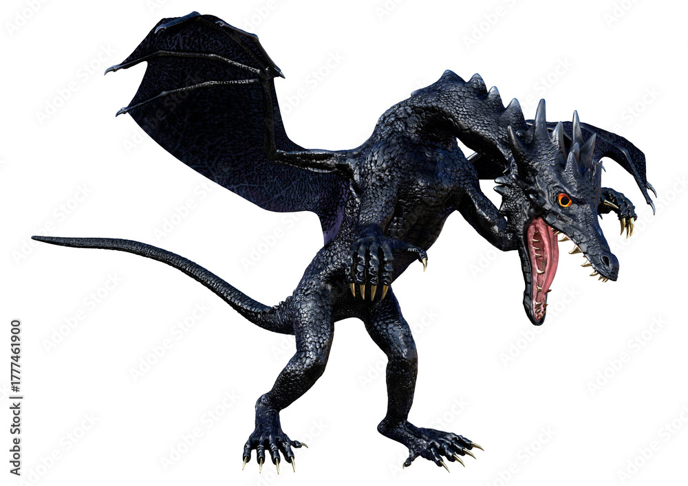 Naklejka premium 3D Rendering Fairy Tale Dragon on White