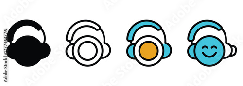 Enjoy listening with these fun headphone icons, perfect for music apps and audio learning platforms, featuring a trendy and modern design for websites and creative projects