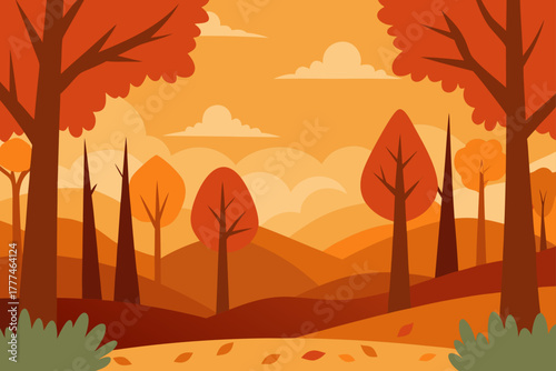 Autumn Forest Clearing Vector Background