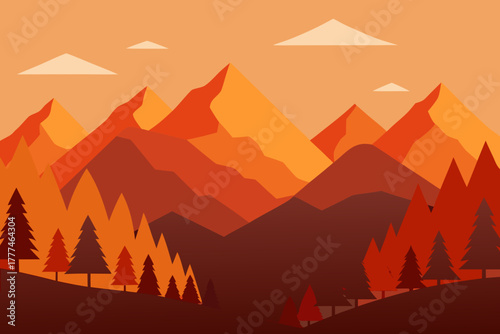 Autumn Mountains Horizon Vector Background