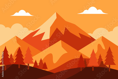 Autumn Mountainscape Vector Background